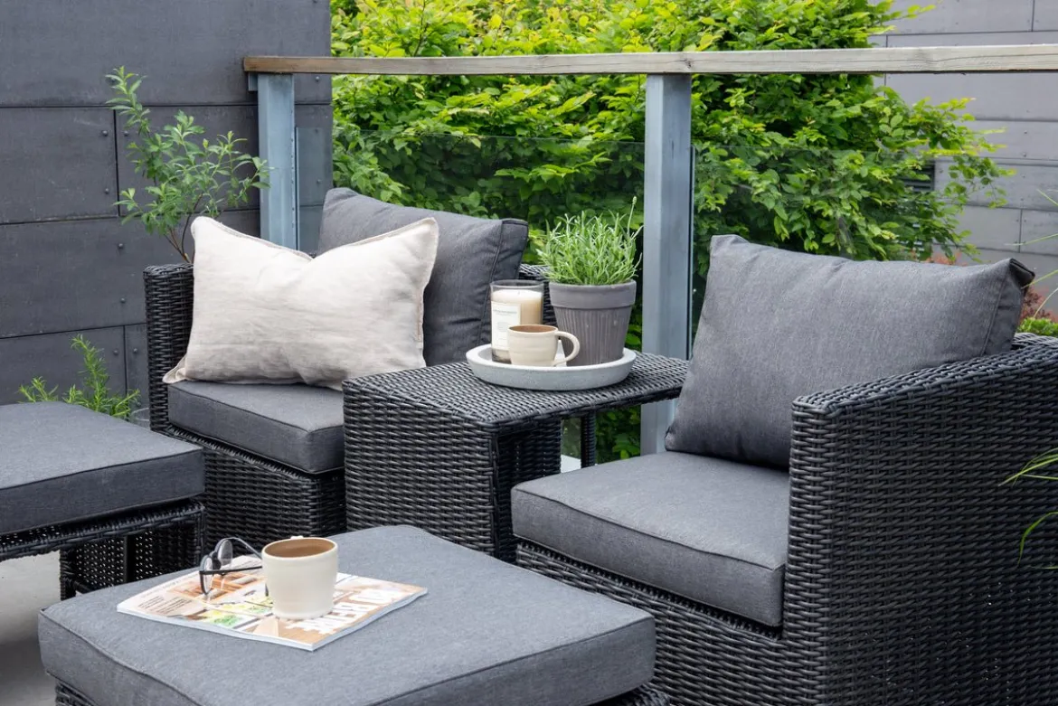 Garten Loungeset Dakar - aus schwarzem Kunstfaser-Rattan