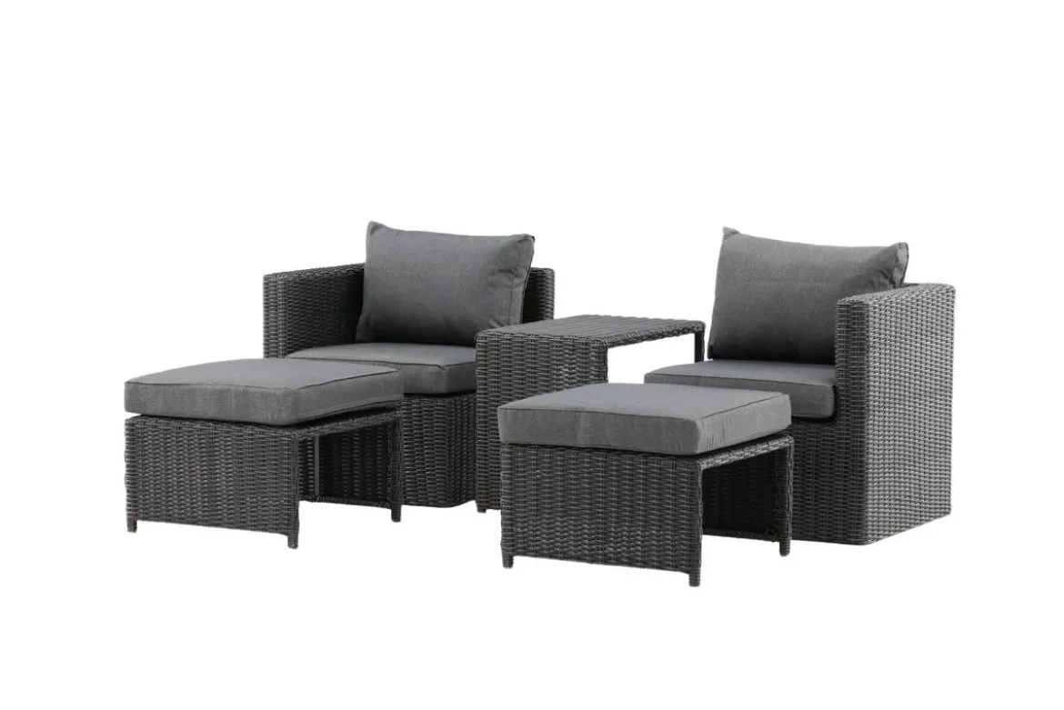 Garten Loungeset Dakar - aus schwarzem Kunstfaser-Rattan