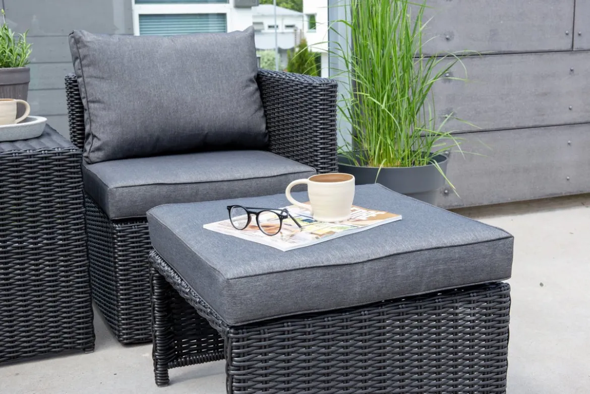 Garten Loungeset Dakar - aus schwarzem Kunstfaser-Rattan