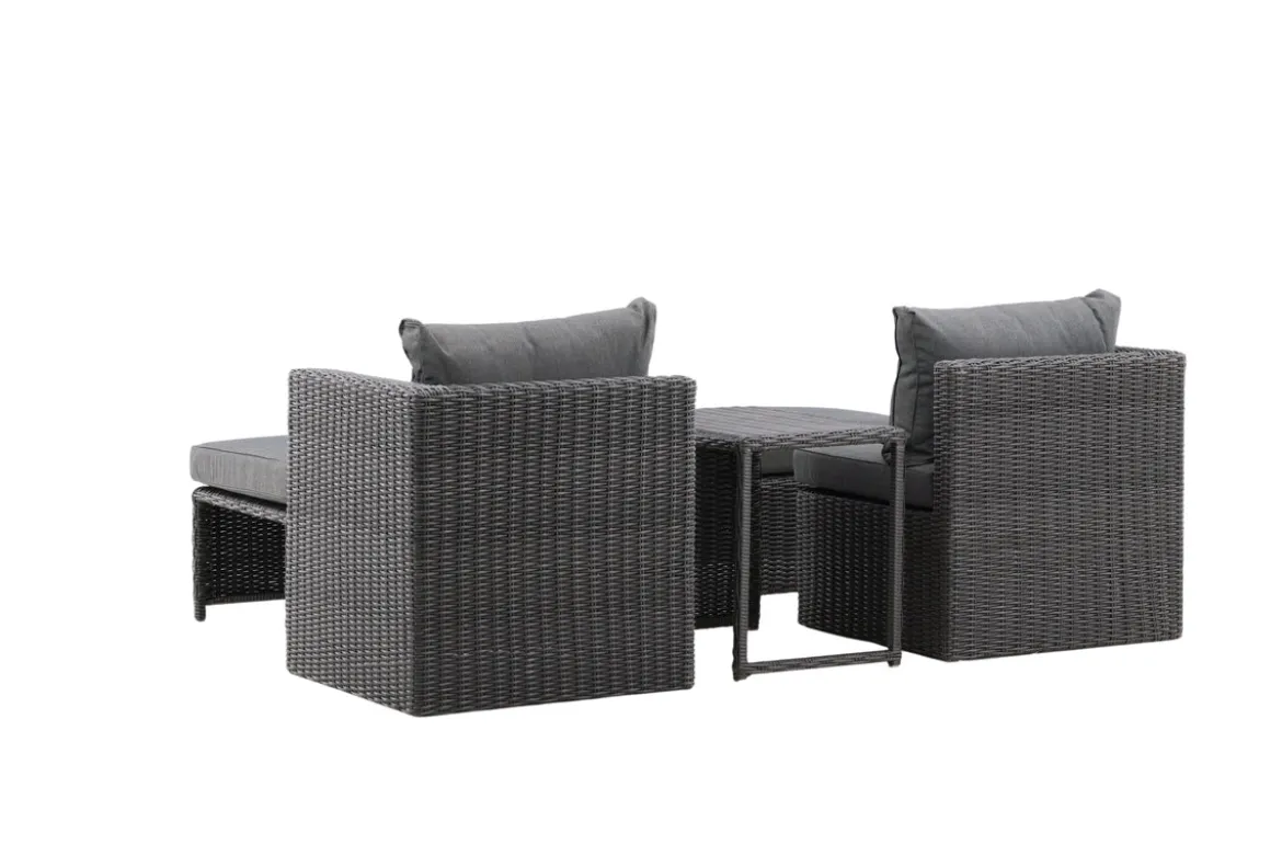 Garten Loungeset Dakar - aus schwarzem Kunstfaser-Rattan