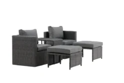 Garten Loungeset Dakar - aus schwarzem Kunstfaser-Rattan