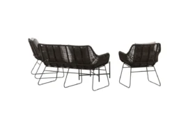Garten Loungeset David – wetterbeständig mit Sesseln & rundem Glastisch