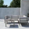 Garten Loungeset Elvira – Ecksofa mit Couchtisch und beigen Kissen