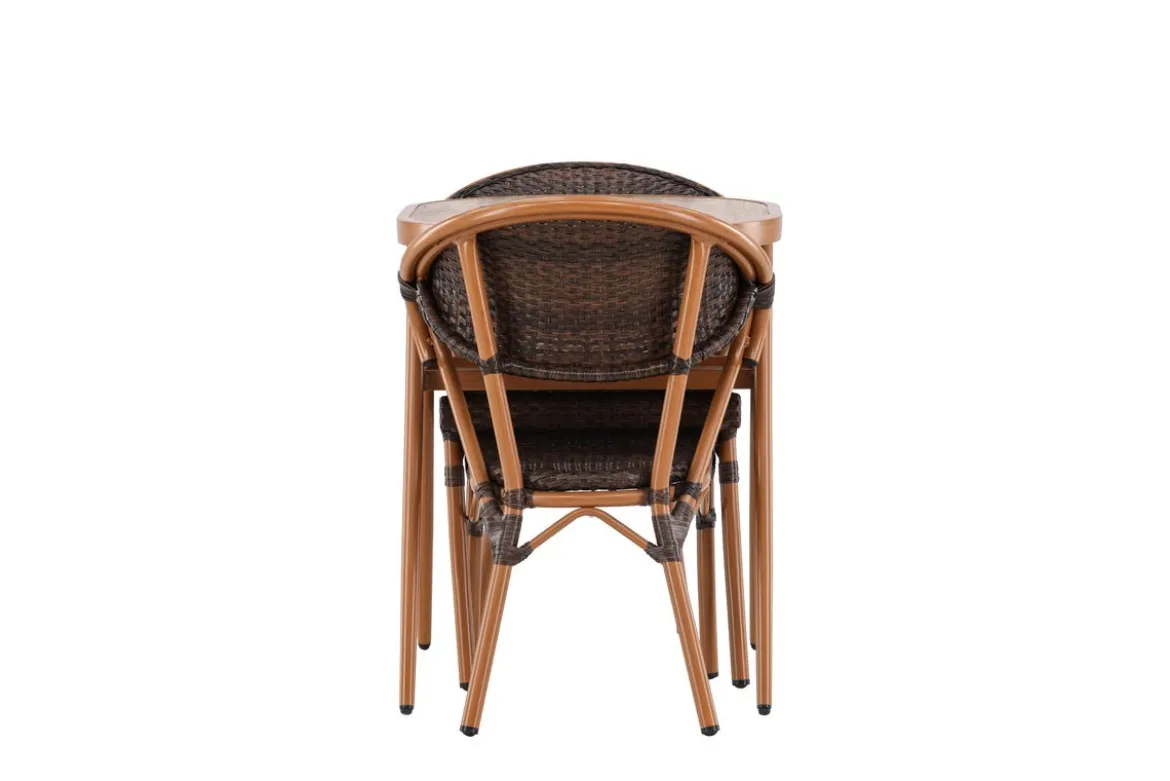 Garten Loungeset Elyon – 3-teiliges Set mit 2 Stühlen & Tisch in Braun
