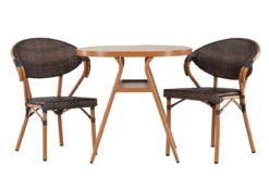 Garten Loungeset Elyon – 3-teiliges Set mit 2 Stühlen & Tisch in Braun