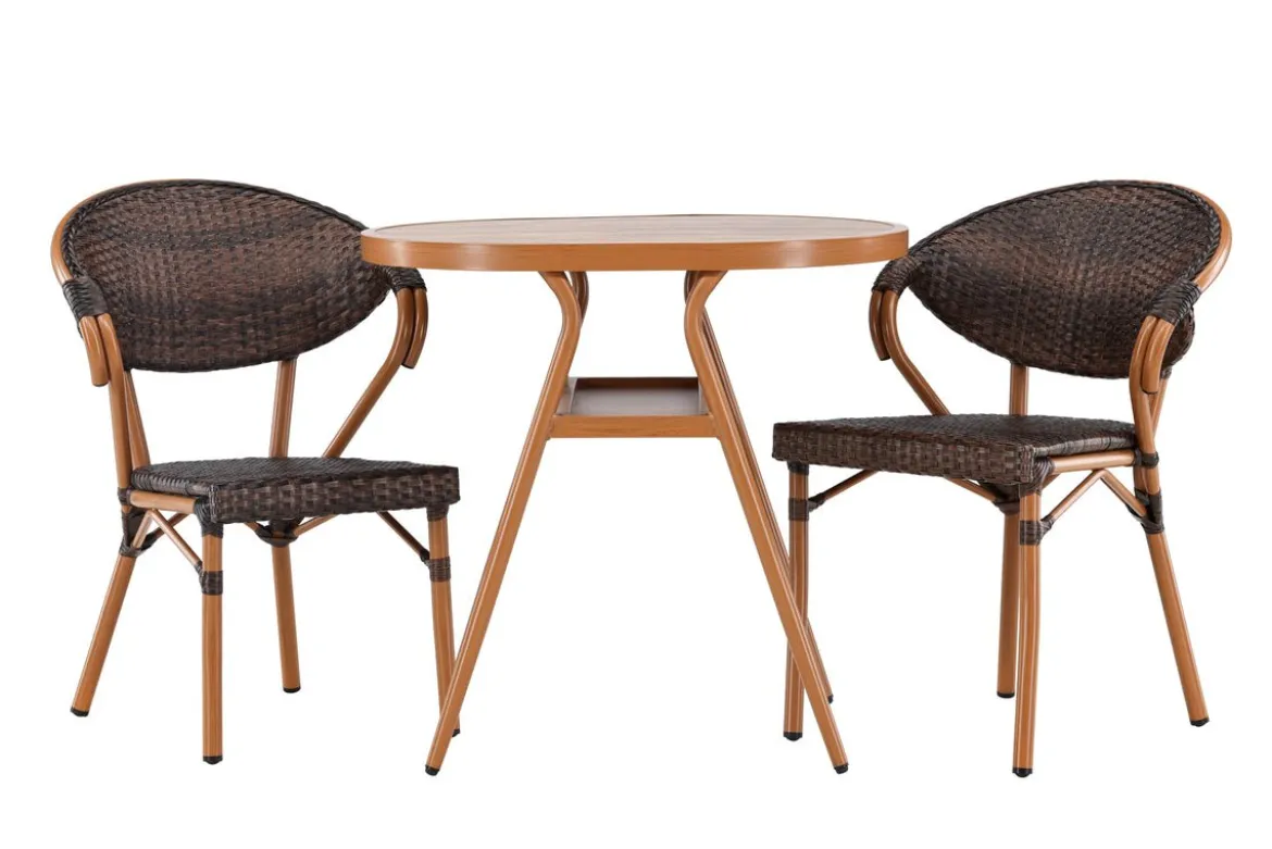Garten Loungeset Elyon – 3-teiliges Set mit 2 Stühlen & Tisch in Braun