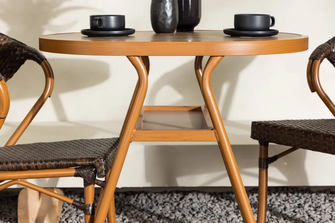 Garten Loungeset Elyon – 3-teiliges Set mit 2 Stühlen & Tisch in Braun