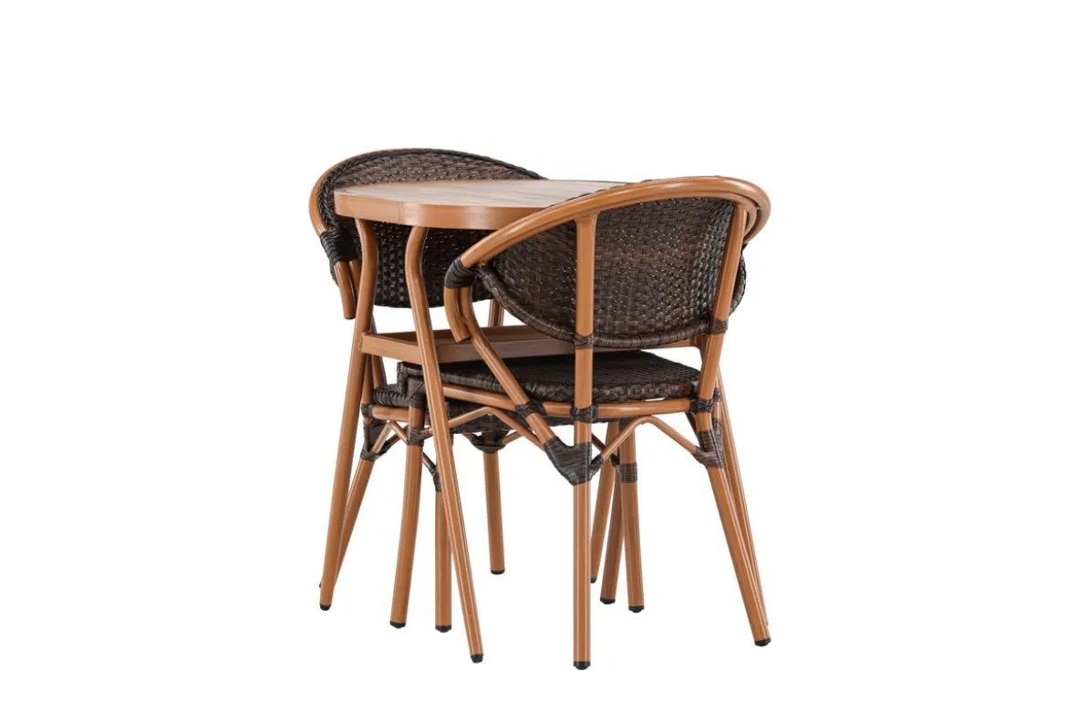 Garten Loungeset Elyon – 3-teiliges Set mit 2 Stühlen & Tisch in Braun