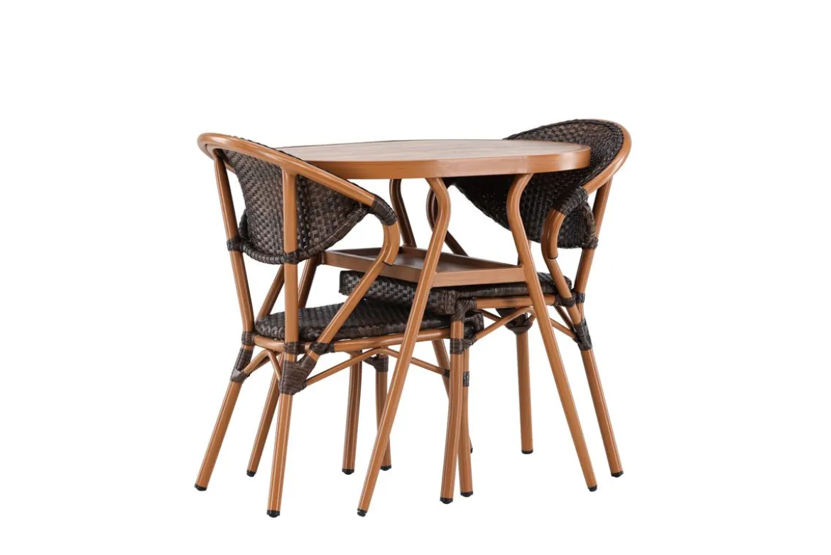 Garten Loungeset Elyon – 3-teiliges Set mit 2 Stühlen & Tisch in Braun