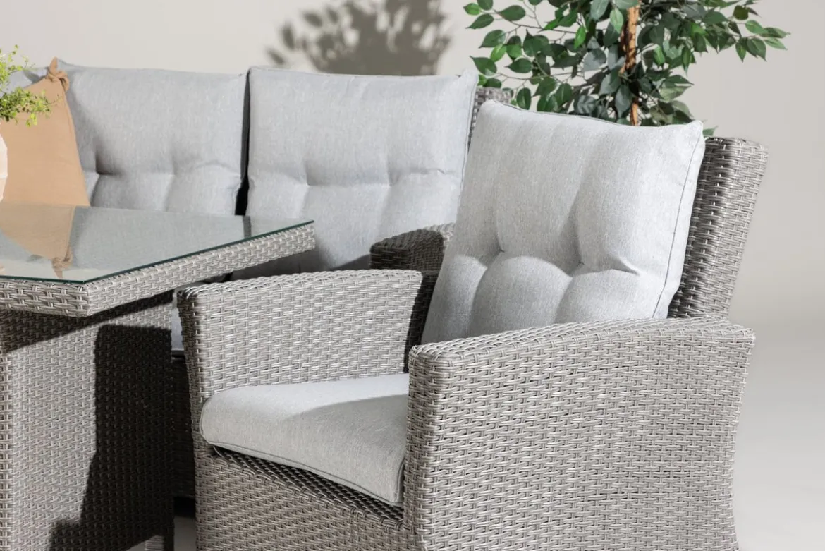 Garten Loungeset Henry – mit Glasplatte & Sitzkissen