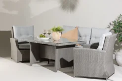 Garten Loungeset Henry – mit Glasplatte & Sitzkissen