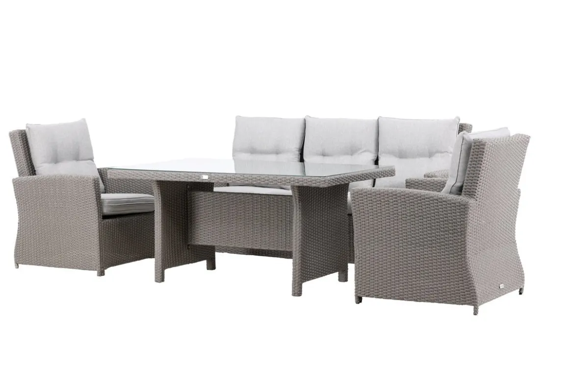 Garten Loungeset Henry – mit Glasplatte & Sitzkissen