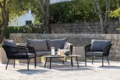 Garten Loungeset Isadora – 4-teilig mit Tisch in Betonoptik & wetterfest
