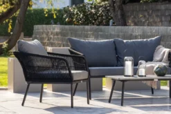 Garten Loungeset Isadora – 4-teilig mit Tisch in Betonoptik & wetterfest
