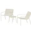 Garten Loungeset Iverna – 3-teiliges Set mit rundem Tisch und Stühlen aus Stahl