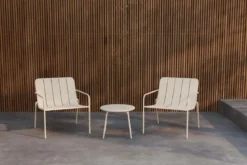 Garten Loungeset Iverna – 3-teiliges Set mit rundem Tisch und Stühlen aus Stahl