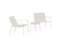 Garten Loungeset Iverna – 3-teiliges Set mit rundem Tisch und Stühlen aus Stahl