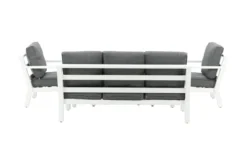 Garten Loungeset Jenni – in Weiß & Grau mit Glasplatte