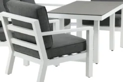 Garten Loungeset Jenni – in Weiß & Grau mit Glasplatte