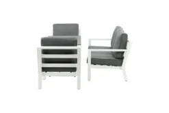 Garten Loungeset Jenni – in Weiß & Grau mit Glasplatte