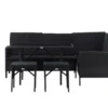 Garten Loungeset Jess – 5-teilig aus schwarzem Kunstrattan mit Glastisch
