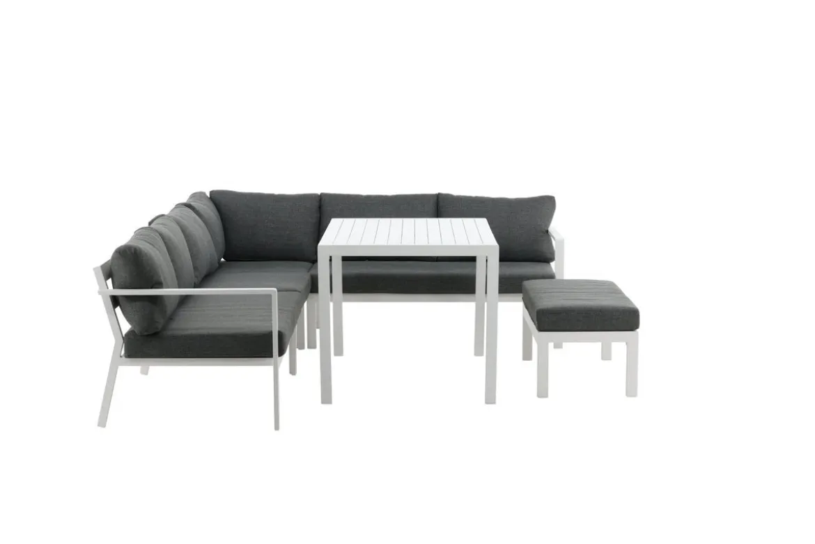 Garten Loungeset Jule – 4-teiliges Set mit grauen Kissen
