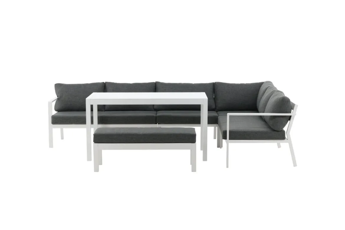 Garten Loungeset Jule – 4-teiliges Set mit grauen Kissen