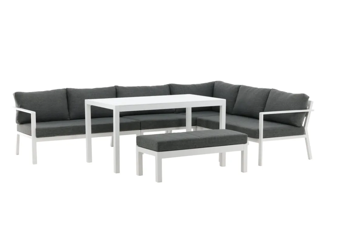 Garten Loungeset Jule – 4-teiliges Set mit grauen Kissen