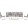 Garten Loungeset Karo – 5-teiliges Set mit beige-gestreiften Kissen