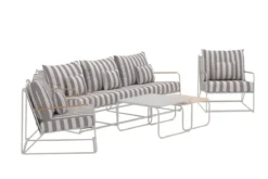 Garten Loungeset Karo – 5-teiliges Set mit beige-gestreiften Kissen