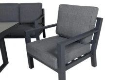 Garten Loungeset Kreta – 4-teiliges Set mit Tisch & dunkelgrauen Kissen
