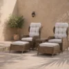 Garten Loungeset Lenox - in Natur mit verstellbarer Rückenlehne