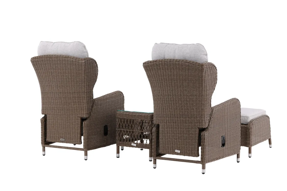 Garten Loungeset Lenox - in Natur mit verstellbarer Rückenlehne