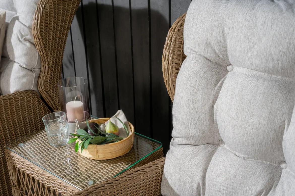 Garten Loungeset Lenox - in Natur mit verstellbarer Rückenlehne