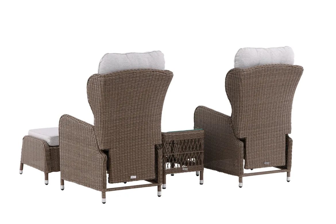 Garten Loungeset Lenox - in Natur mit verstellbarer Rückenlehne