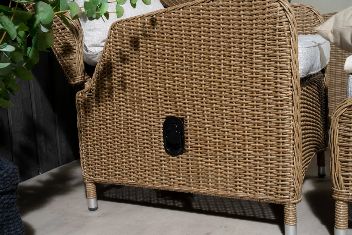 Garten Loungeset Lenox - in Natur mit verstellbarer Rückenlehne
