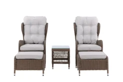 Garten Loungeset Lenox - in Natur mit verstellbarer Rückenlehne