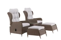 Garten Loungeset Lenox - in Natur mit verstellbarer Rückenlehne