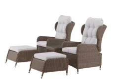 Garten Loungeset Lenox - in Natur mit verstellbarer Rückenlehne