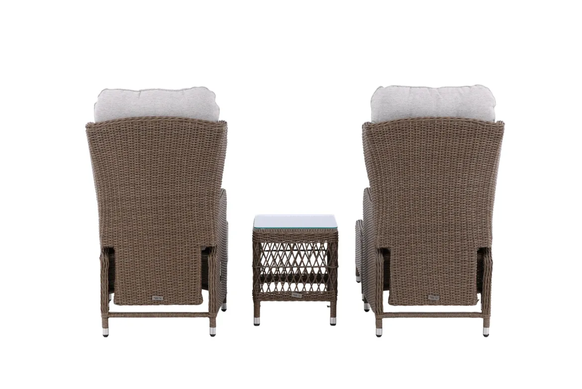 Garten Loungeset Lenox - in Natur mit verstellbarer Rückenlehne