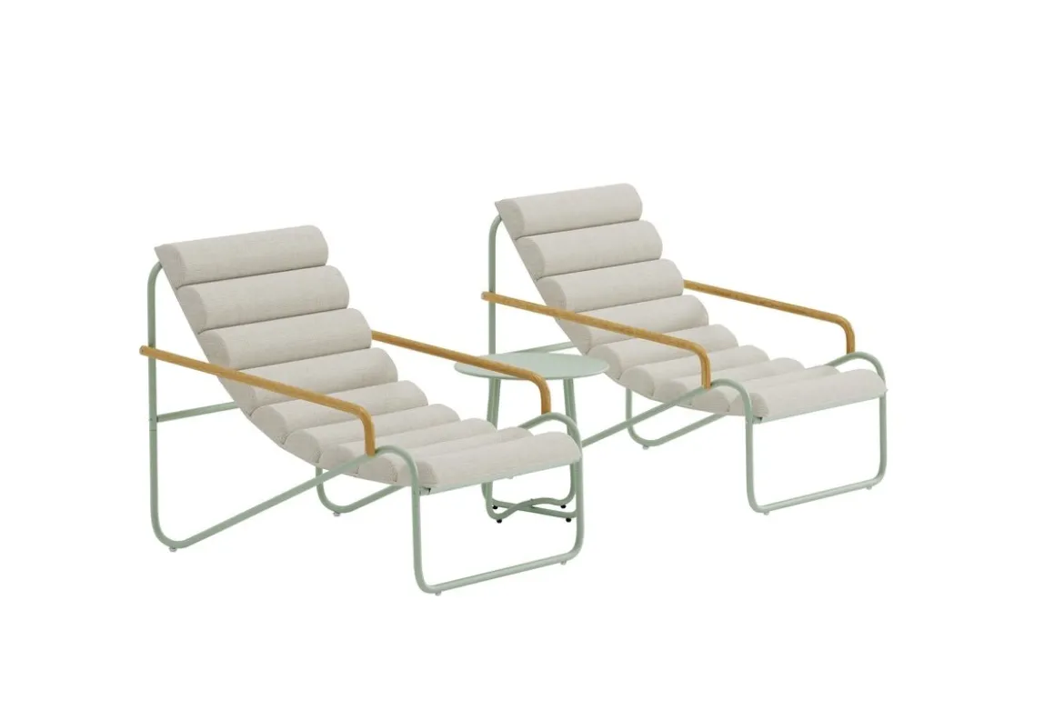 Garten Loungeset Levara – 3-teiliges Set mit rundem Tisch und Stühlen aus Stahl