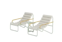 Garten Loungeset Levara – 3-teiliges Set mit rundem Tisch und Stühlen aus Stahl