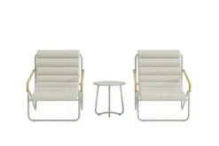 Garten Loungeset Levara – 3-teiliges Set mit rundem Tisch und Stühlen aus Stahl