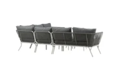 Garten Loungeset Lexy - aus weißem Stahl mit grauen Kissen