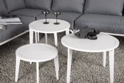 Garten Loungeset Lexy - aus weißem Stahl mit grauen Kissen