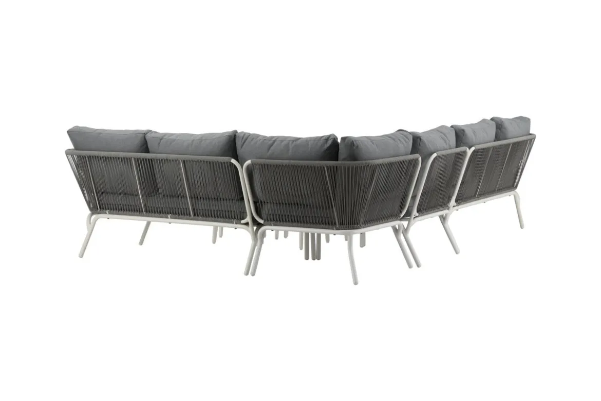 Garten Loungeset Lexy - aus weißem Stahl mit grauen Kissen