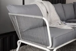 Garten Loungeset Lexy - aus weißem Stahl mit grauen Kissen