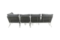Garten Loungeset Lexy - aus weißem Stahl mit grauen Kissen