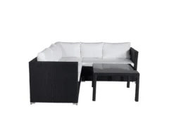 Garten Loungeset Liana – mit schwarzem Geflecht & weißen Kissen