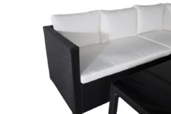 Garten Loungeset Liana – mit schwarzem Geflecht & weißen Kissen